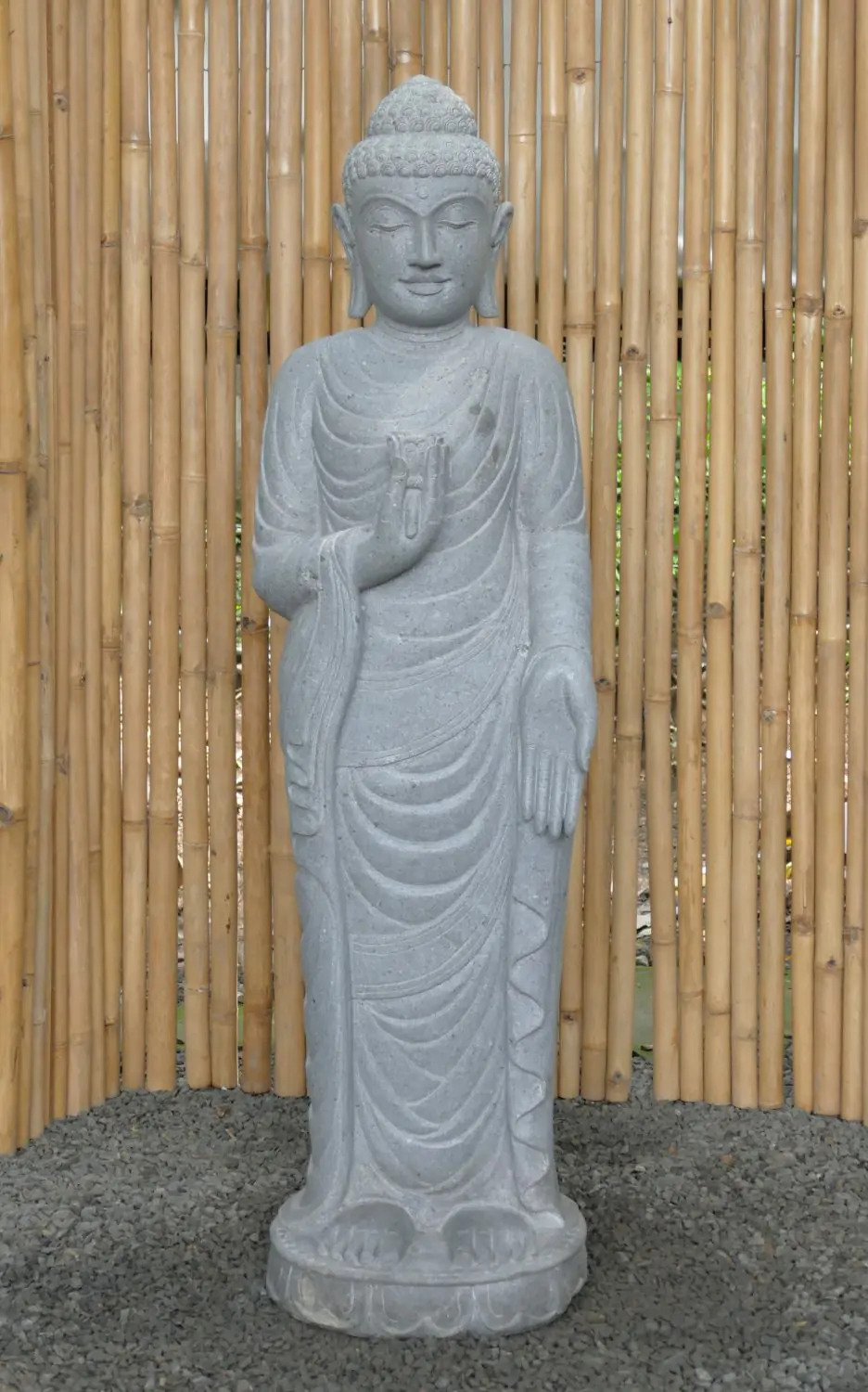  Product image 1 of the product “Standing Buddha with Lotus Flower, ca. 152cm H ”
